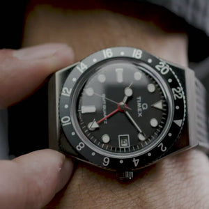 Q Timex GMT 38mm Black Grey Watch TW2V38200