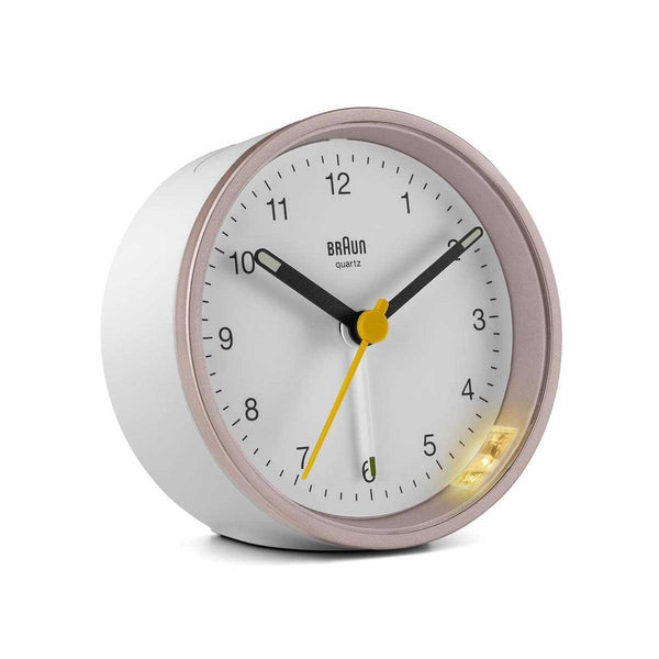 Braun Classic Analogue Pink White Alarm Clock BC12PW