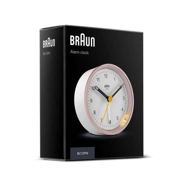 Braun Classic Analogue Pink White Alarm Clock BC12PW
