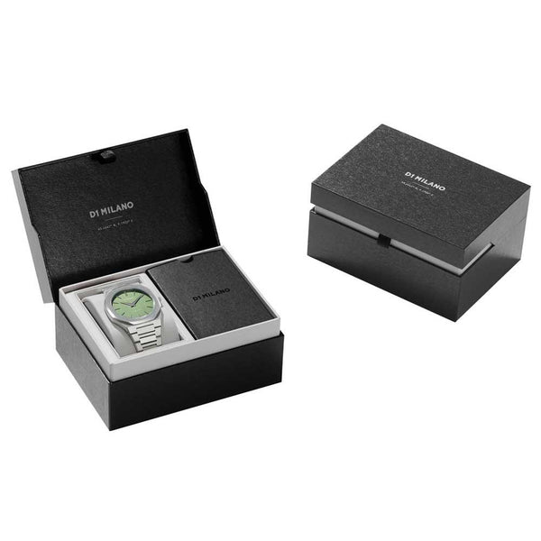 D1 Milano Ultra Thin Silver Green Watch D1-UTBJ06