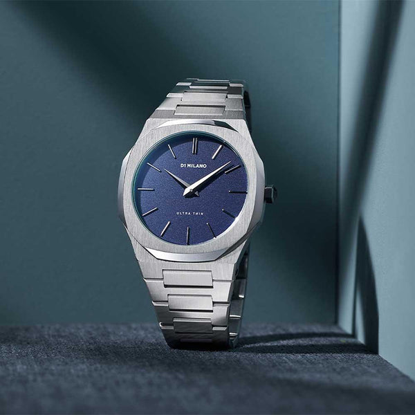 D1 Milano Ultra Thin Silver Blue Watch D1-UTBU01