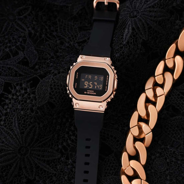 G-Shock Metal Clad Pink Gold Black Watch GM-S5600PG-1