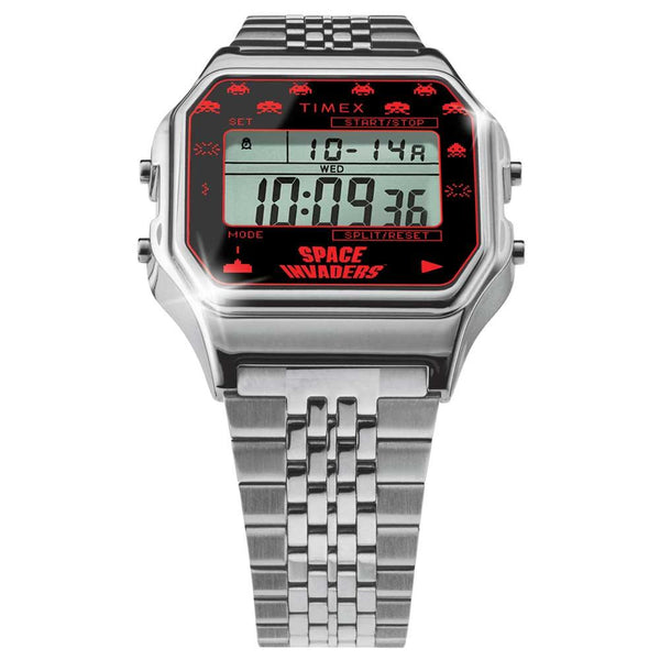 Timex T80 x Space Invaders Silver Watch TW2V30000