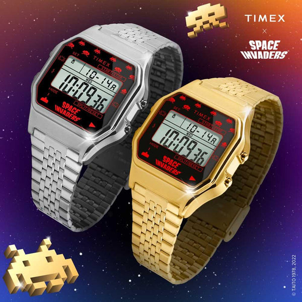 Timex T80 x Space Invaders Silver  Watch TW2V30000