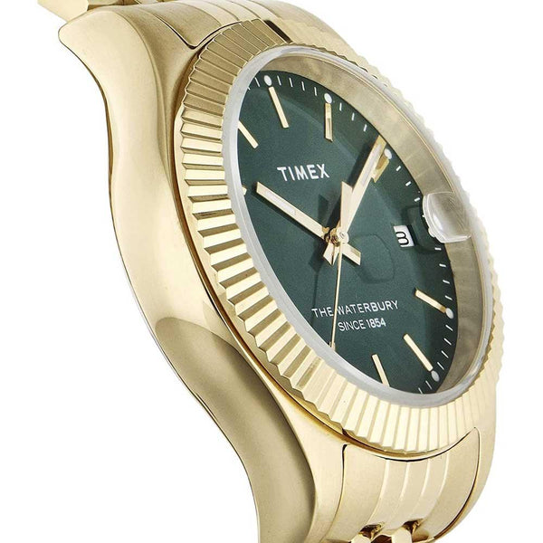 Timex Waterbury Legacy 34mm Gold Green Watch TW2V31700